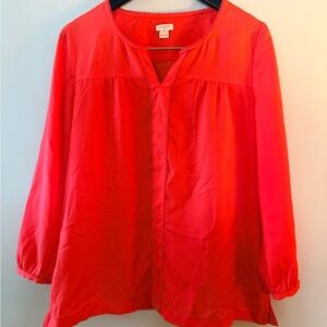J. Crew Women's Vibrant Red Blouse